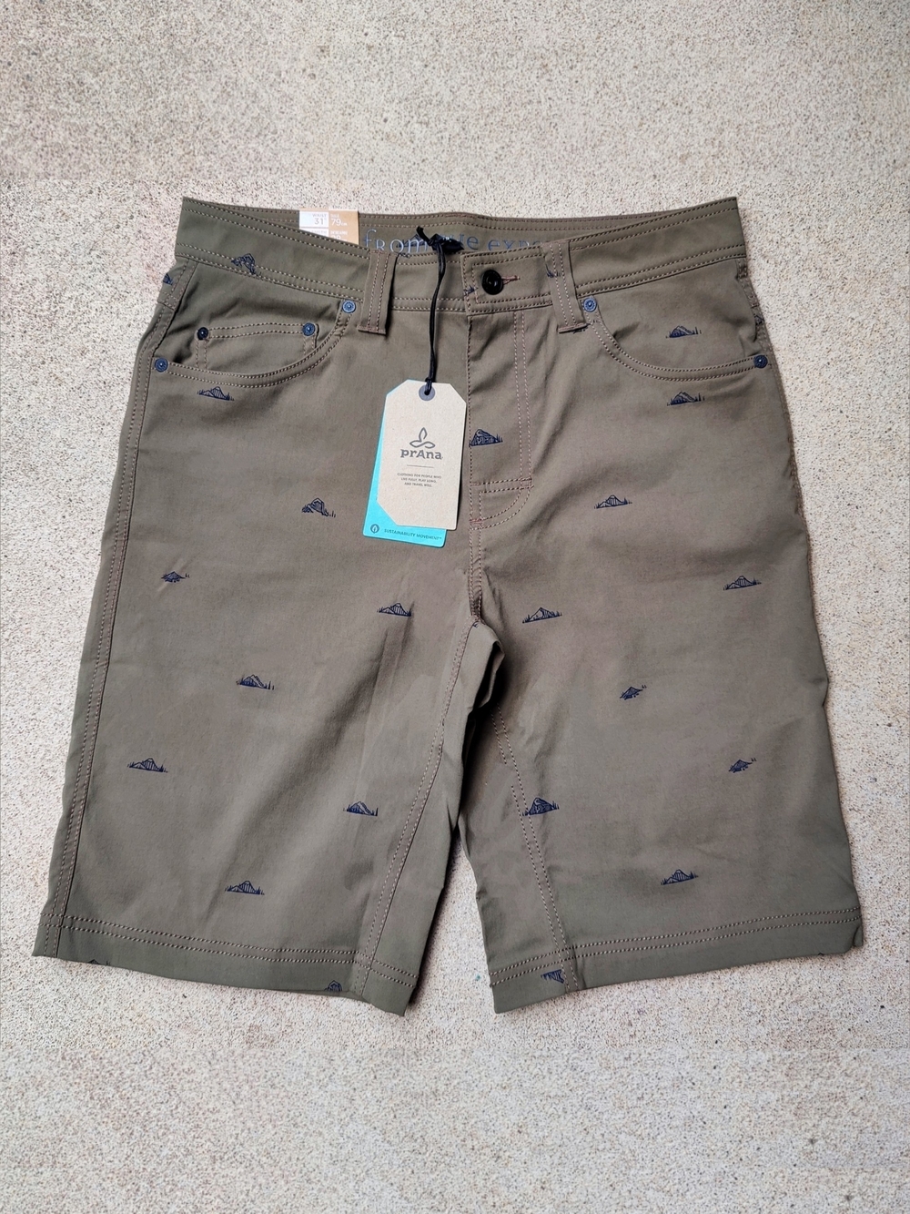 New Prana Men's 31x11 Original Brion Shorts Mens Stretch Zion Fabric